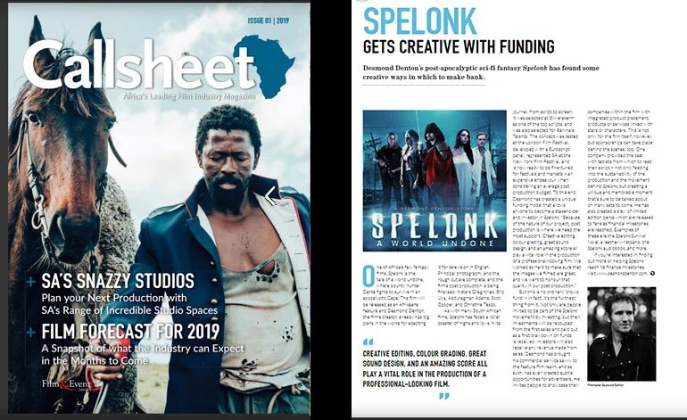 Callsheet magazine Issue 01 2019, feature: Spelonk gets creative with funding